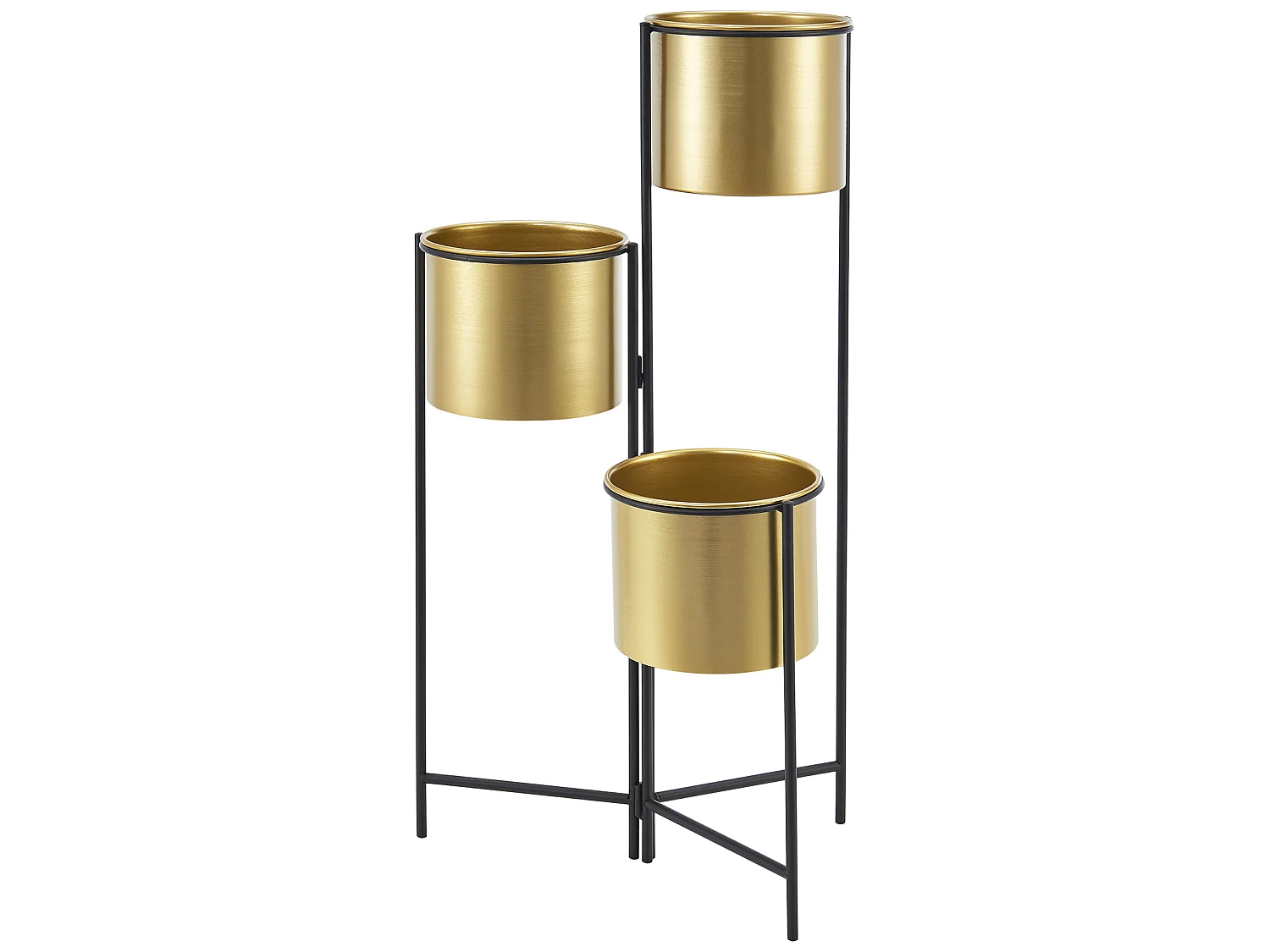 Support de plante (à 3 cache-pots) Haasdonk laiton noir [en.casa]