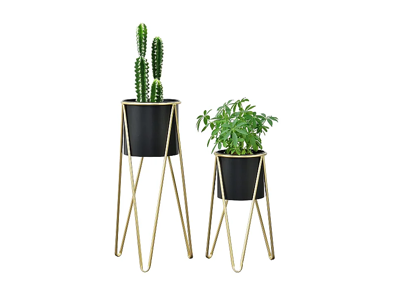 Set De 2 Supports De Plante Hedera Noir Doré [en.casa]