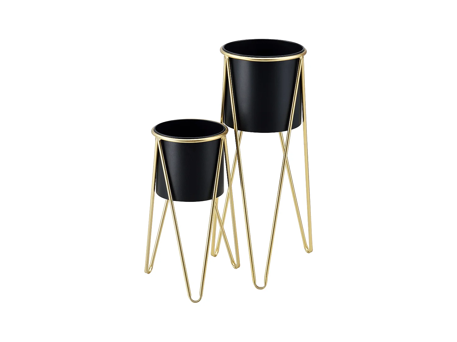 Set De 2 Supports De Plante Hedera Noir Doré [en.casa]