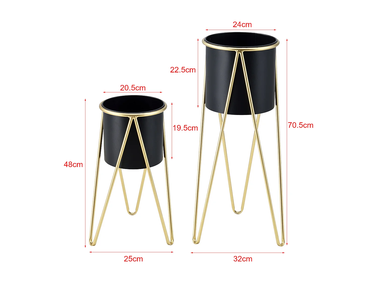 Set De 2 Supports De Plante Hedera Noir Doré [en.casa]