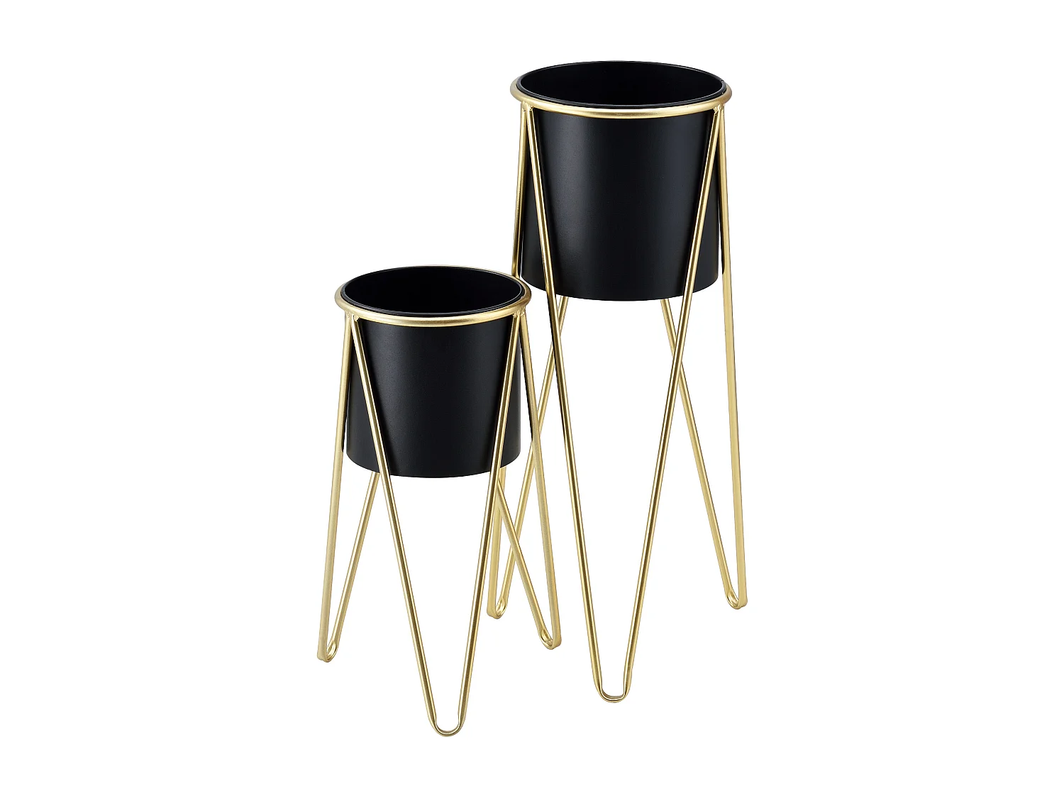 Set De 2 Supports De Plante Hedera Noir Doré [en.casa]