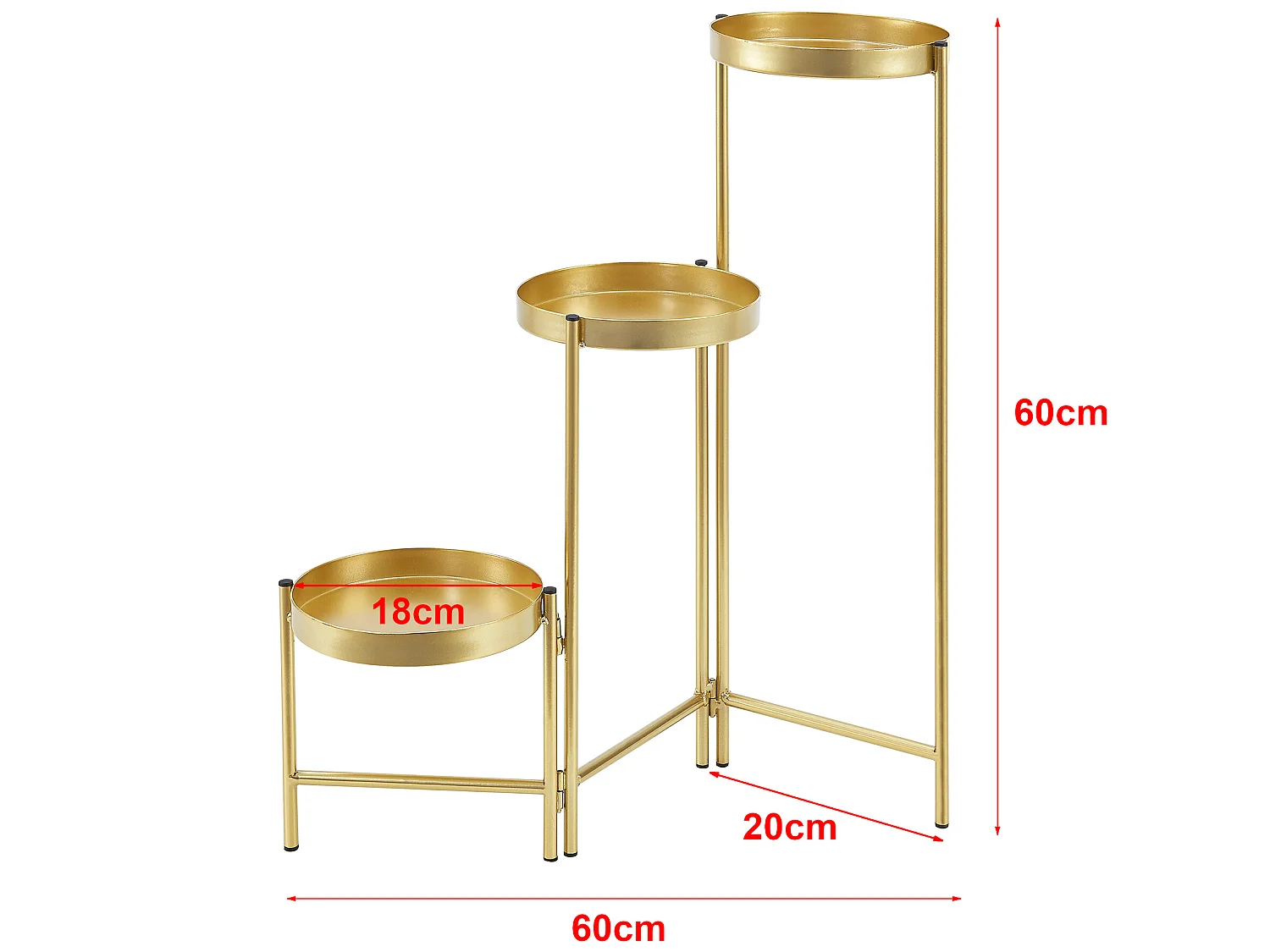 Support de plante (à 3 cache-pots) Kallo métal laiton [en.casa]