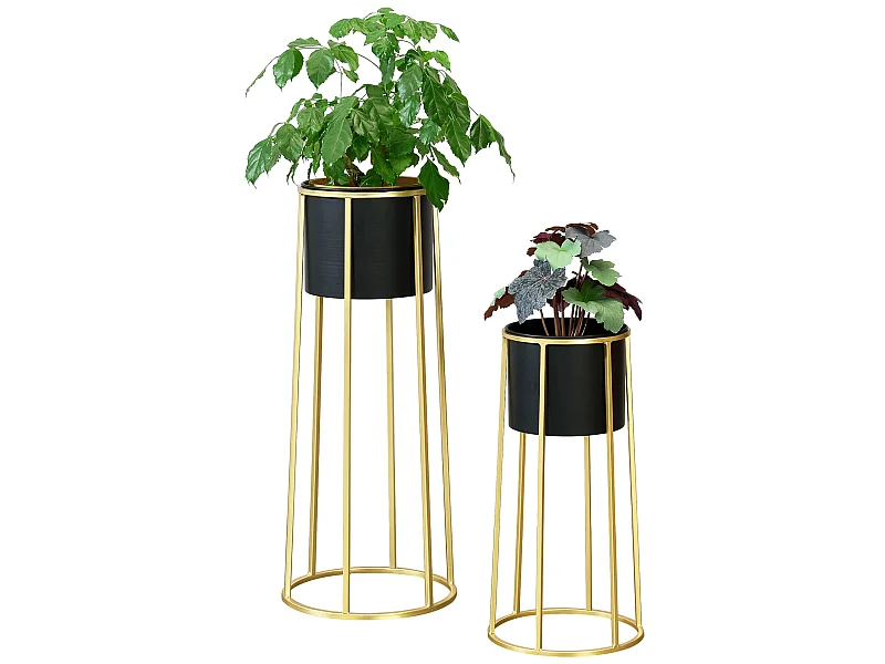 Set De 2 Supports De Plantes Macon Doré Noir [en.casa]