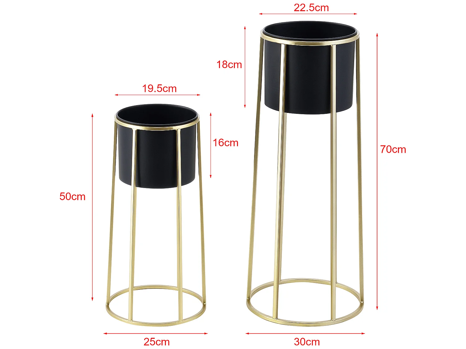 Set De 2 Supports De Plantes Macon Doré Noir [en.casa]