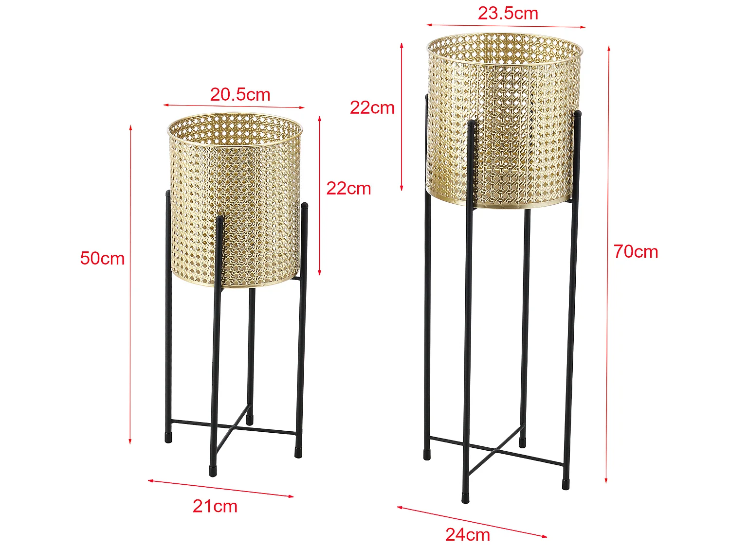 Set De 2 Supports De Plante Mol Noir Doré [en.casa]