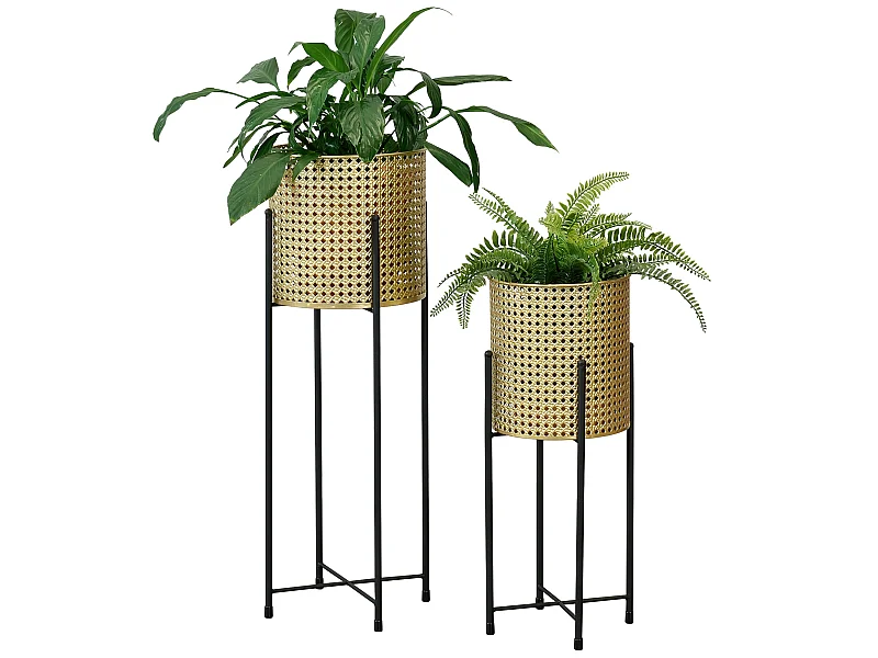 Set De 2 Supports De Plante Mol Noir Doré [en.casa]