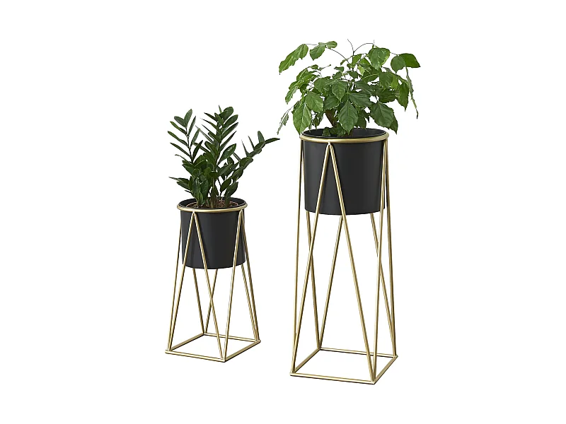 Set De 2 Supports De Plante Lennik Laiton Noir [en.casa]