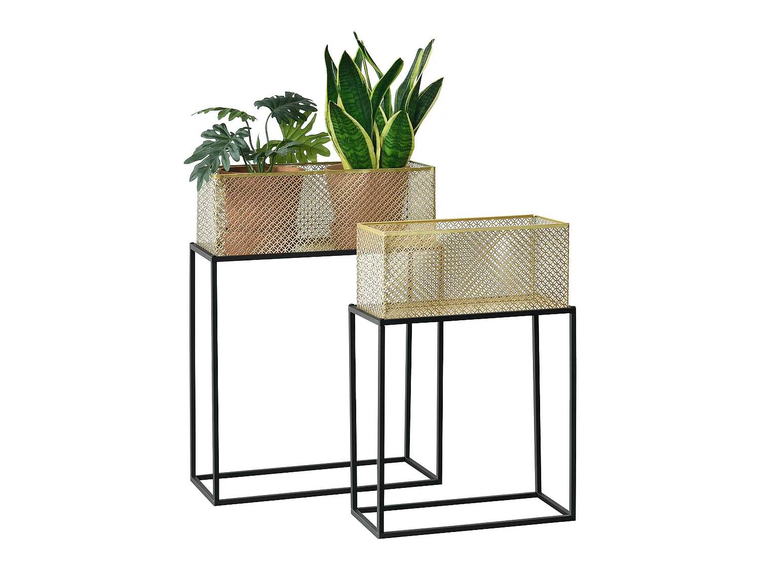 Lot De 2 Supports De Plante Anderlues Noir Laiton [en.casa]