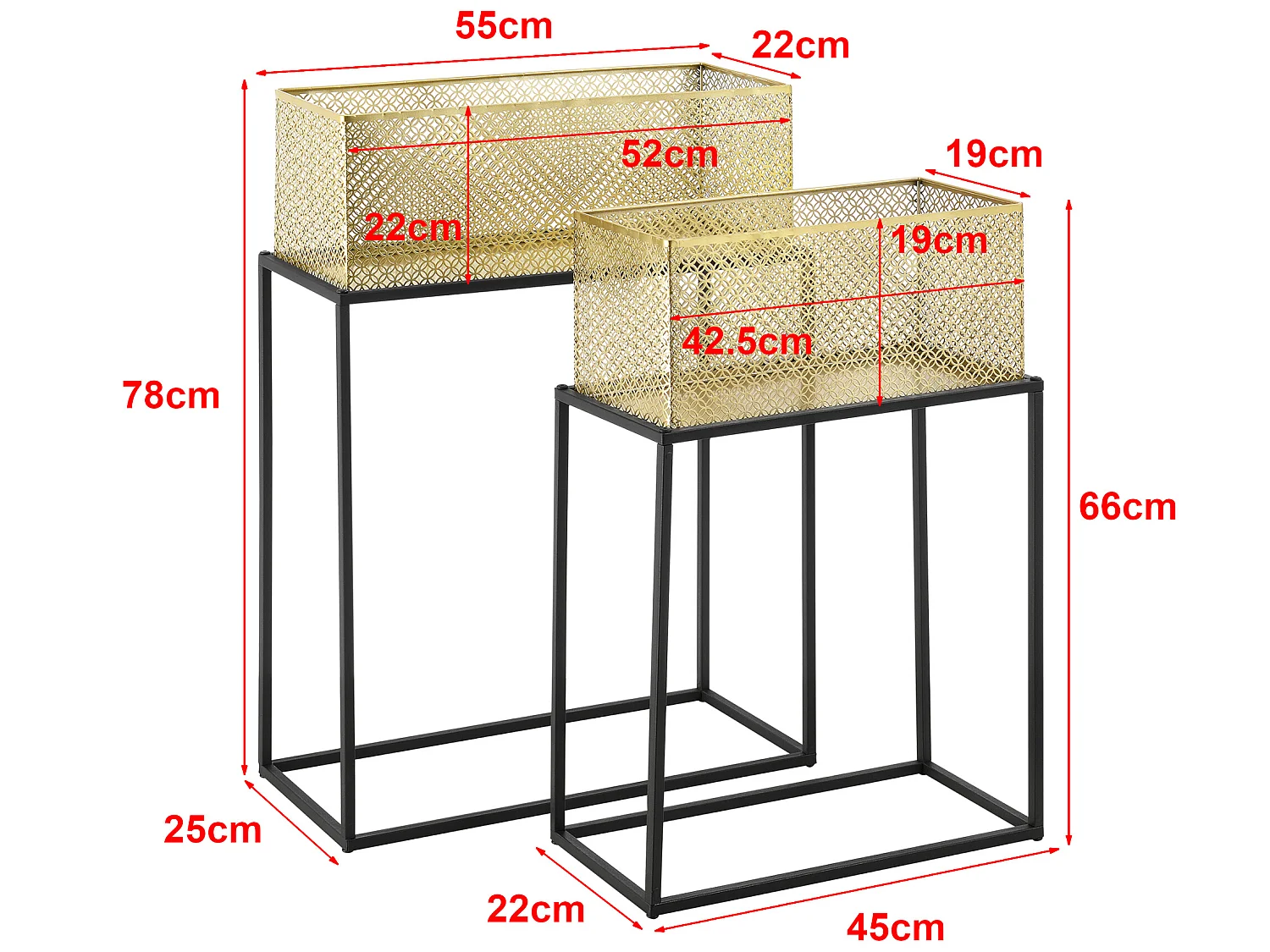Lot De 2 Supports De Plante Anderlues Noir Laiton [en.casa]