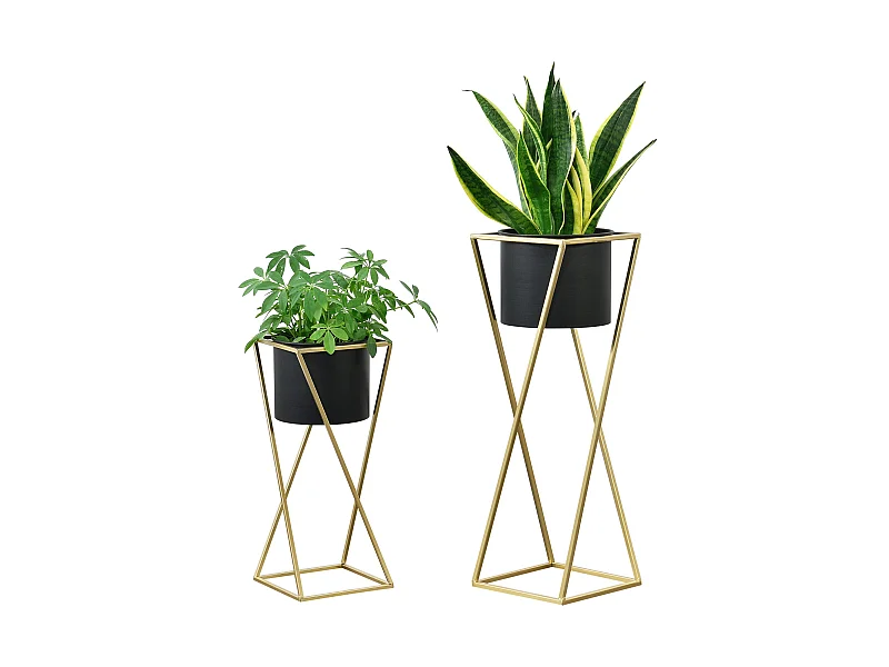 Lot De 2 Supports De Plantes Mons Doré Noir [en.casa]