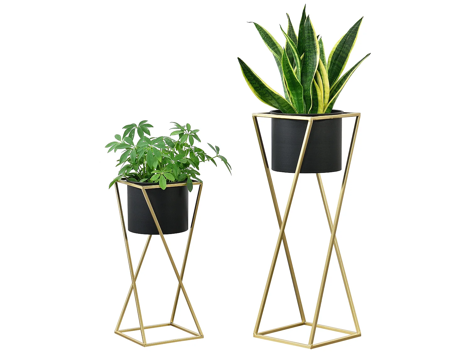 Lot De 2 Supports De Plantes Mons Doré Noir [en.casa]