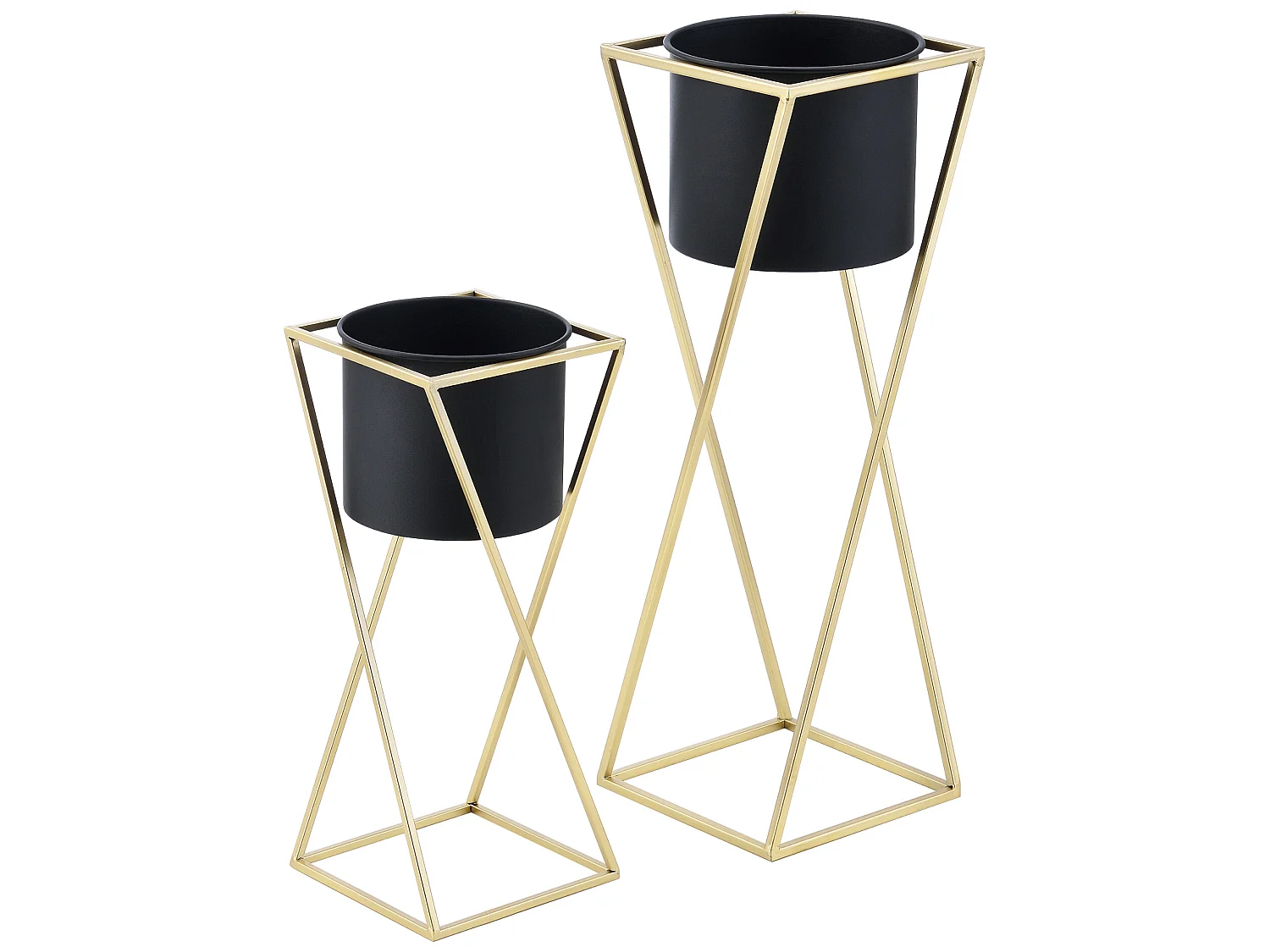 Lot De 2 Supports De Plantes Mons Doré Noir [en.casa]