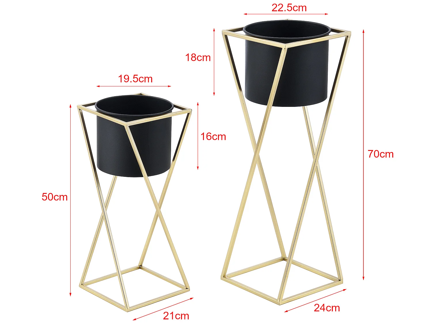 Lot De 2 Supports De Plantes Mons Doré Noir [en.casa]