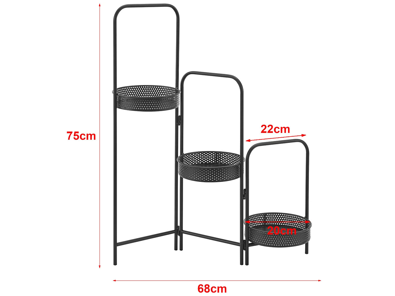 Support de plante (à 3 cache-pots) Vrasene métal noir [en.casa]