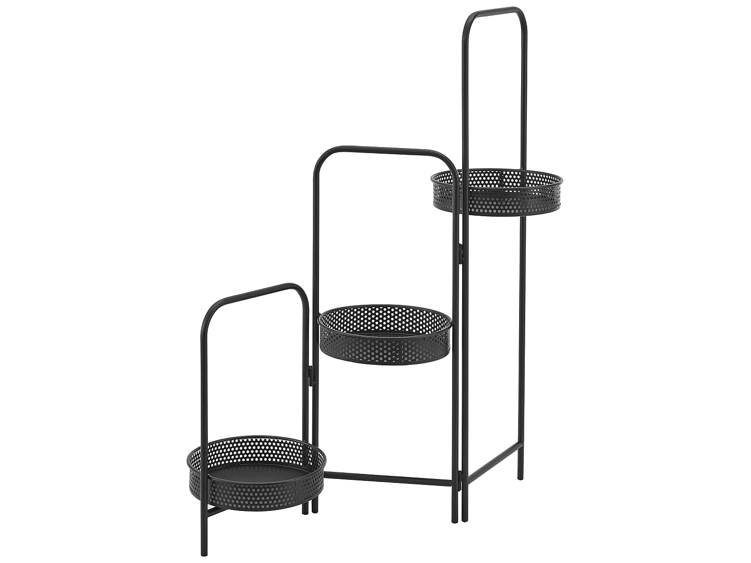 Support de plante (à 3 cache-pots) Vrasene métal noir [en.casa]