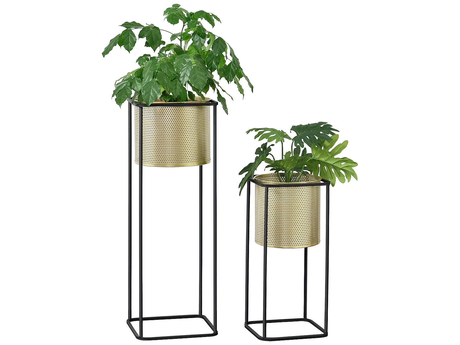 Lot De 2 Supports De Plante Mettet Noir Doré [en.casa]