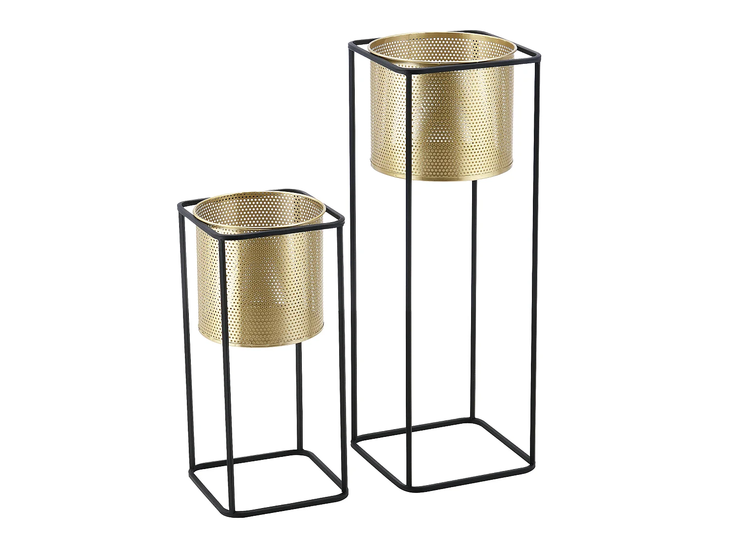 Lot De 2 Supports De Plante Mettet Noir Doré [en.casa]