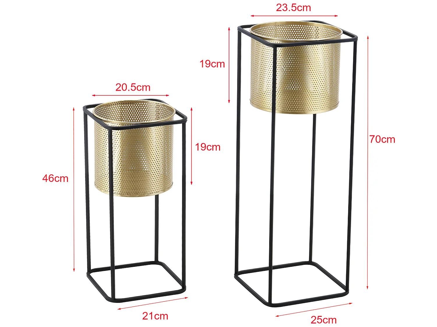 Lot De 2 Supports De Plante Mettet Noir Doré [en.casa]