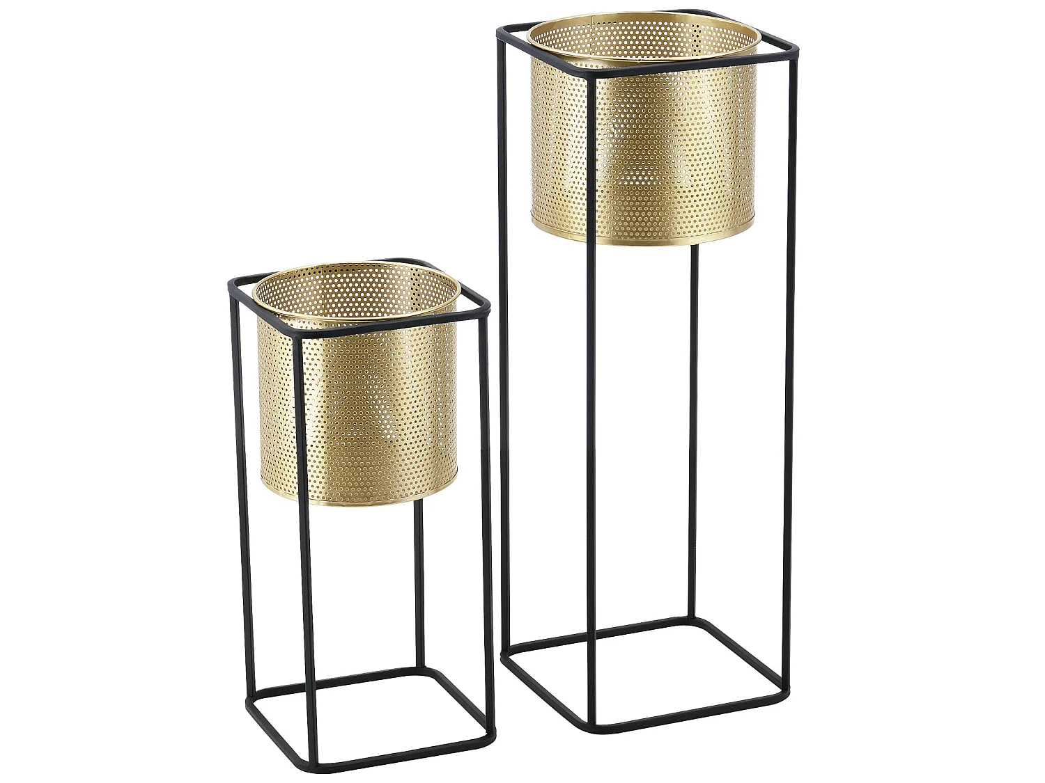 Lot De 2 Supports De Plante Mettet Noir Doré [en.casa]