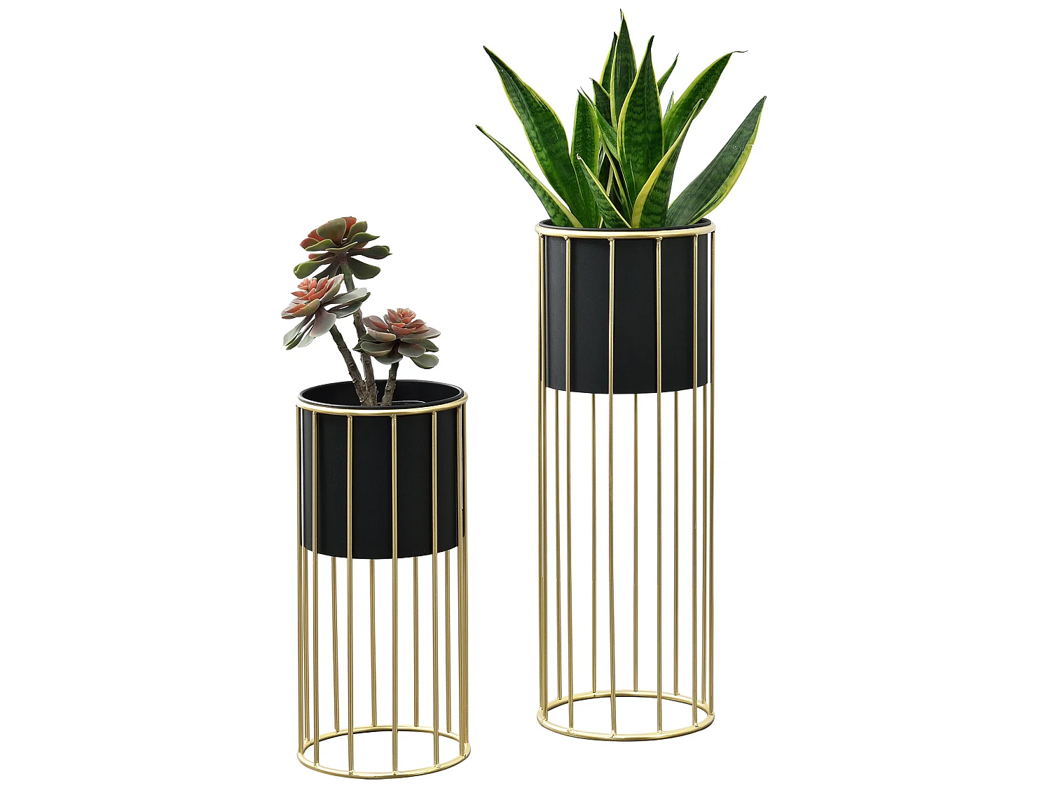 Set De 2 Supports De Plante Mortsel Doré Noir [en.casa]