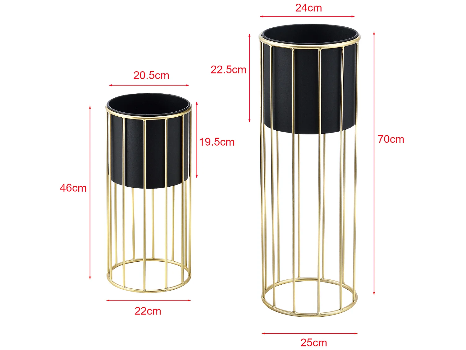 Set De 2 Supports De Plante Mortsel Doré Noir [en.casa]