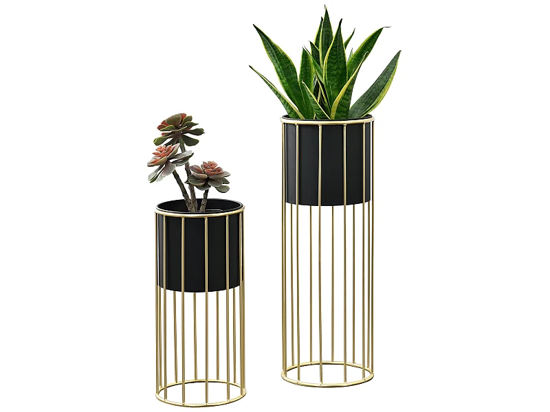 Set De 2 Supports De Plante Mortsel Doré Noir [en.casa]