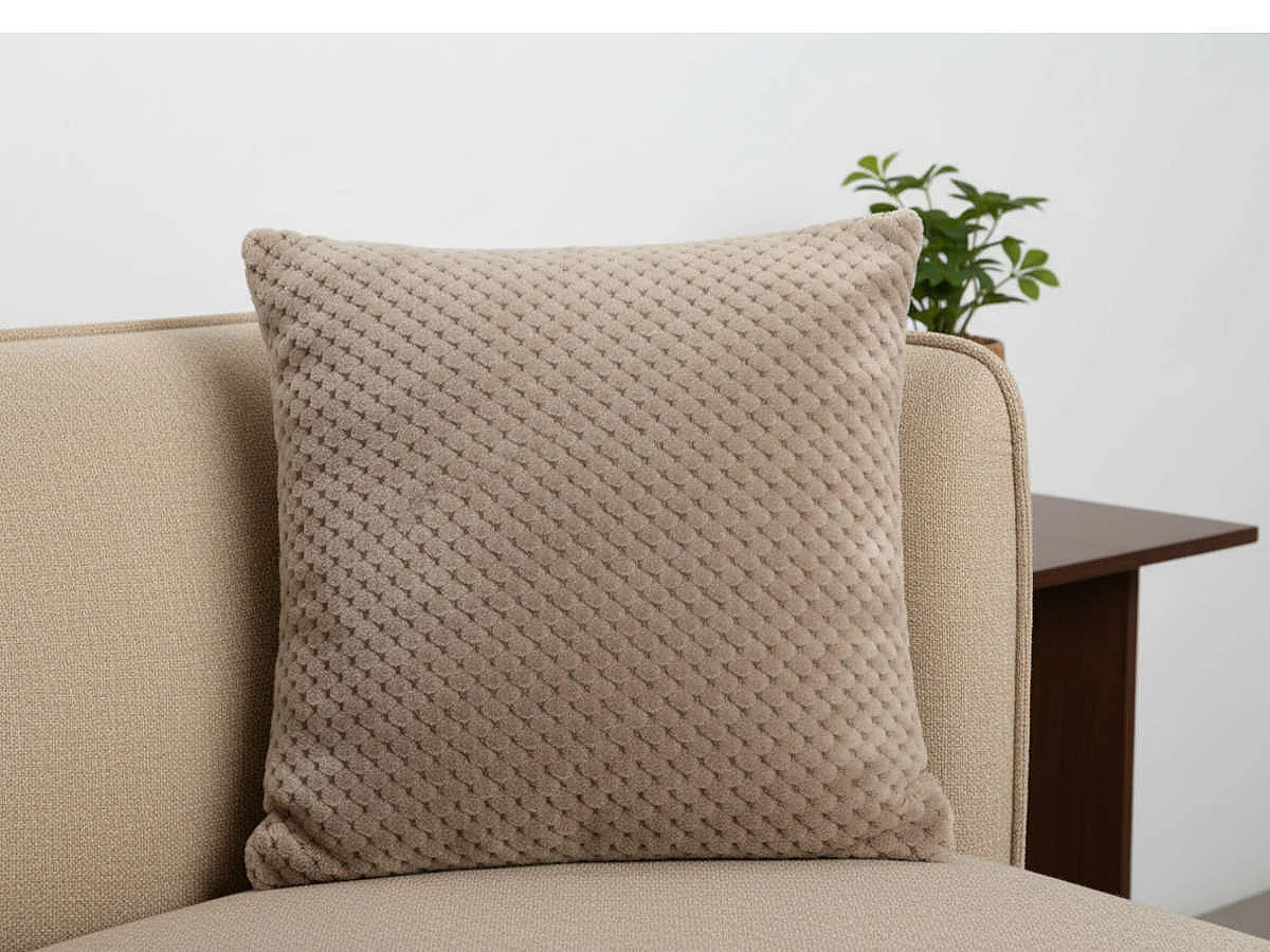 Coussin damier taupe 40x40cm