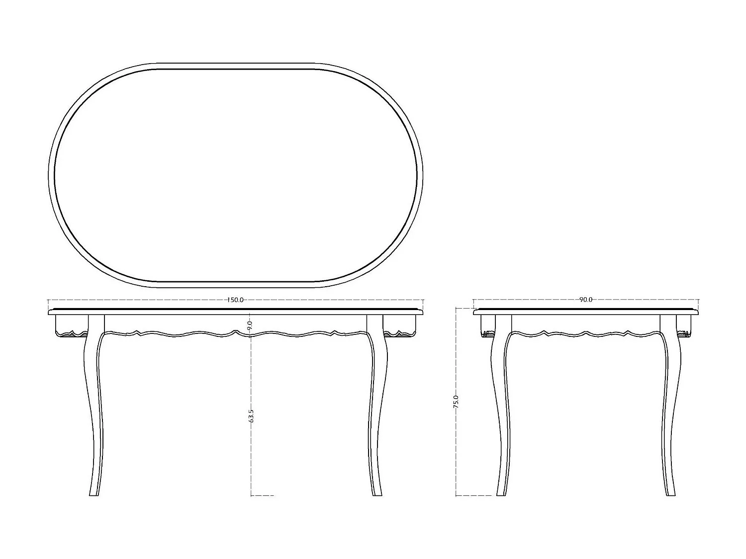 Table ovale 150x90 Murano