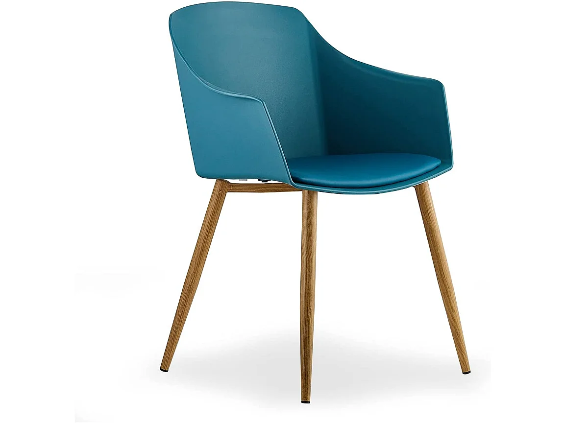 EDEN - Chaise Design Scandinave - Avec Accoudoirs - Bleu
