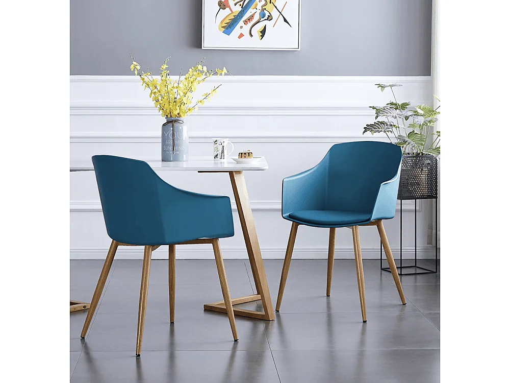 EDEN - Chaise Design Scandinave - Avec Accoudoirs - Bleu