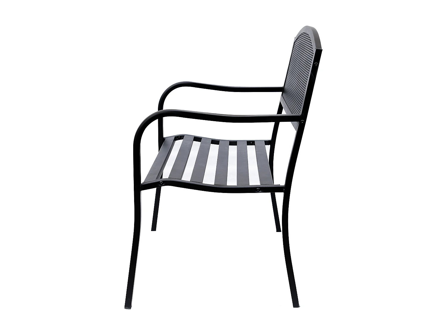 Banc 3 places de jardin terrasse style contemporain 127L x 60l x 87H cm métal époxy anticorrosion noir