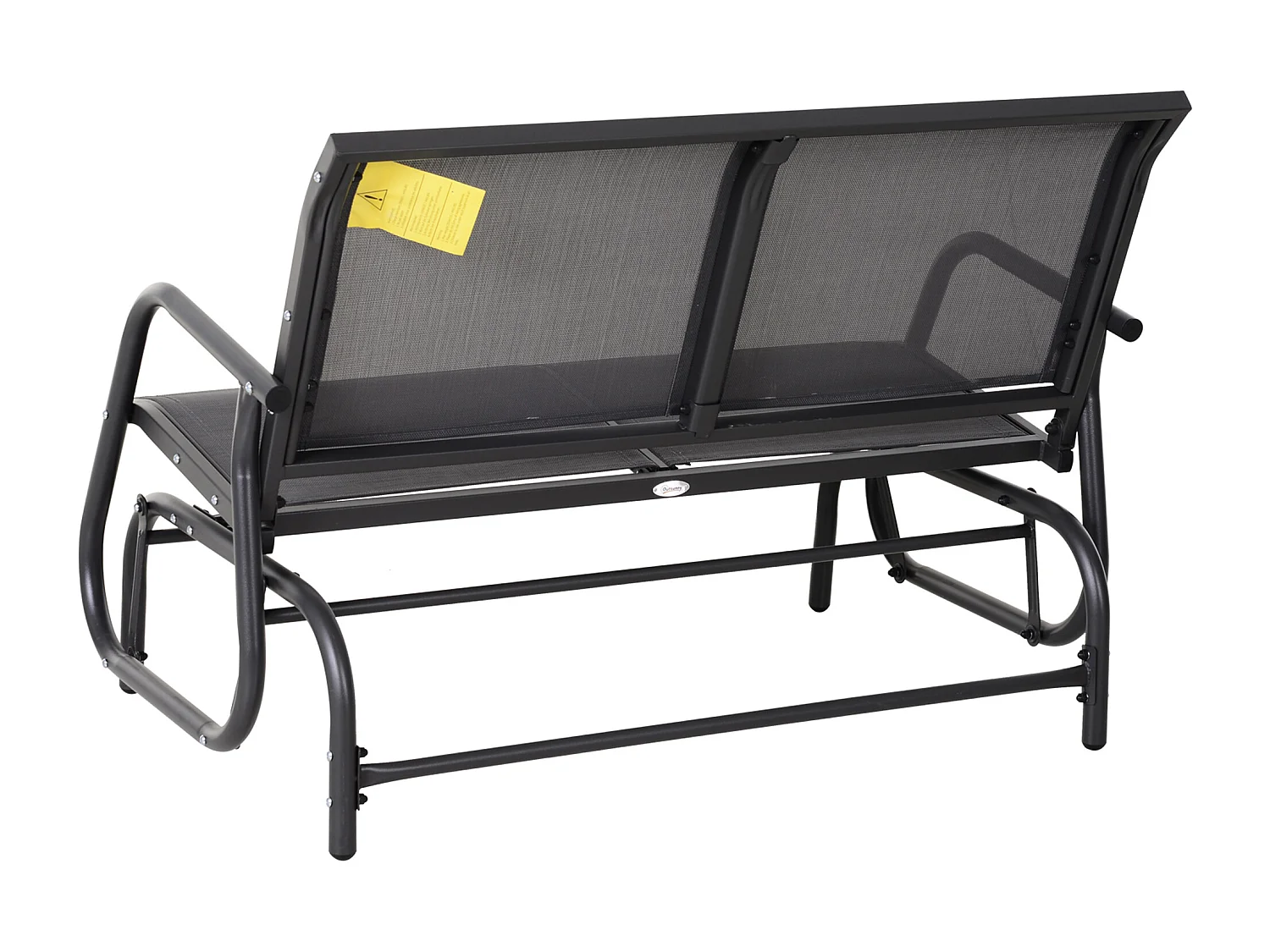 Banc à bascule de jardin 2 places design contemporain grand confort accoudoirs assise, dossier ergonomique acier textilène gris