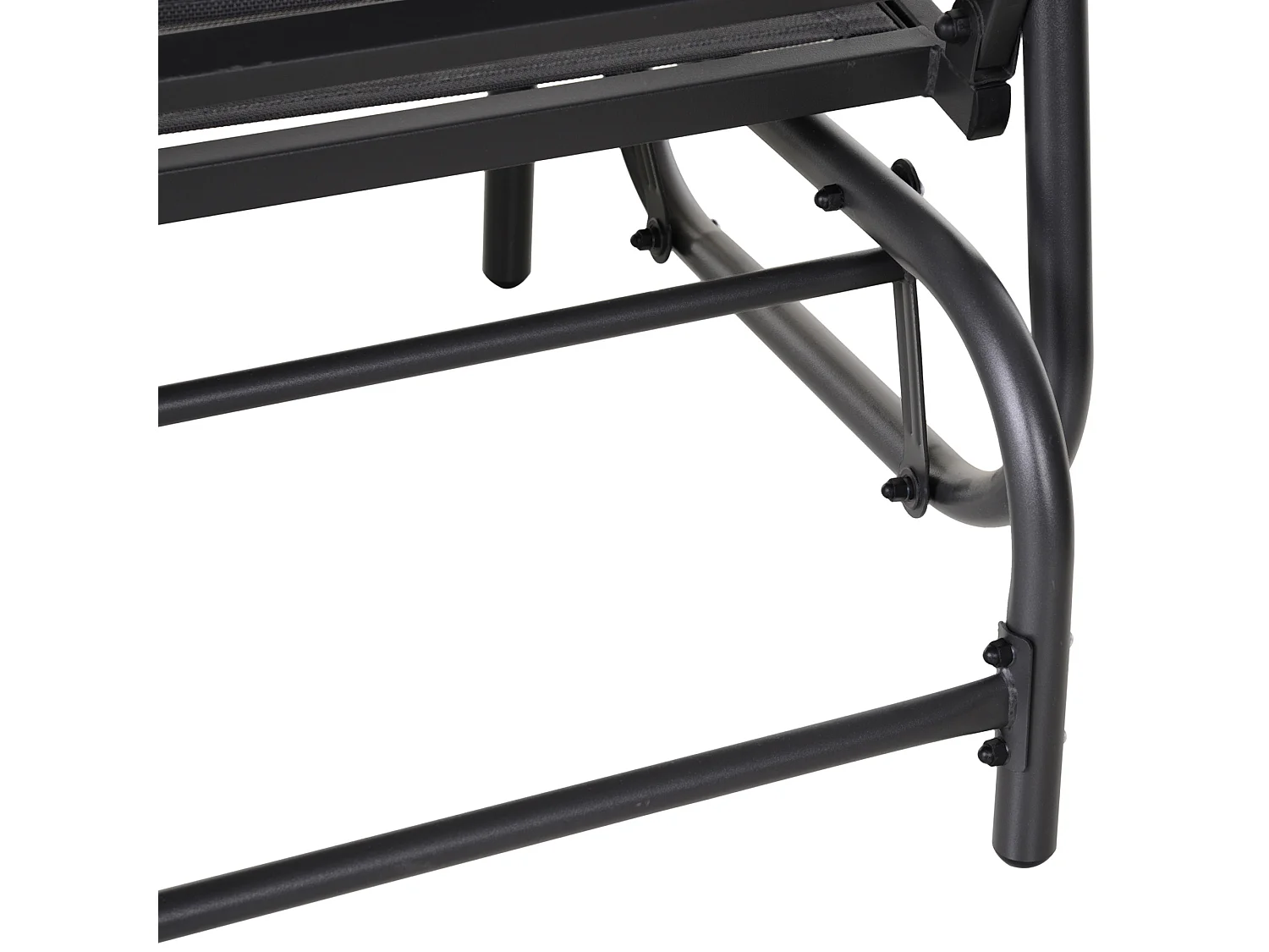 Banc à bascule de jardin 2 places design contemporain grand confort accoudoirs assise, dossier ergonomique acier textilène gris