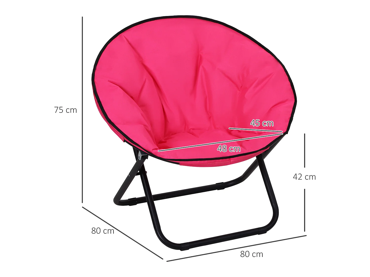 Loveuse fauteuil rond de jardin fauteuil lune papasan pliable grand confort 80L x 80l x 75H cm grand coussin fourni oxford rose