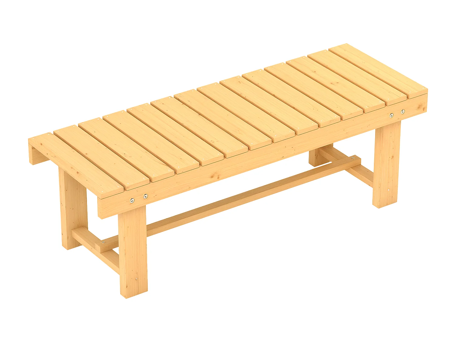Banc de jardin 2 places style rural chic assise à lattes dim. 110L x 38l x 35H cm bois de sapin pré-huilé