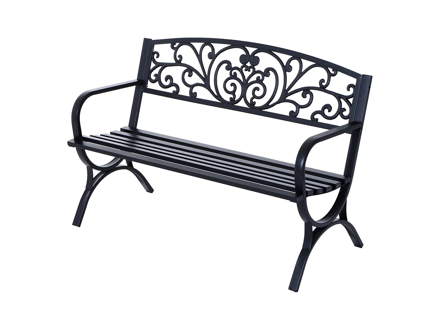 Banc de jardin 3 places dim. 127 x 60 x 85 cm max 250 Kg acier fonte noir