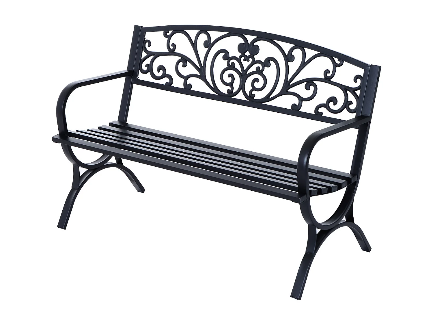 Banc de jardin 3 places dim. 127 x 60 x 85 cm max 250 Kg acier fonte noir