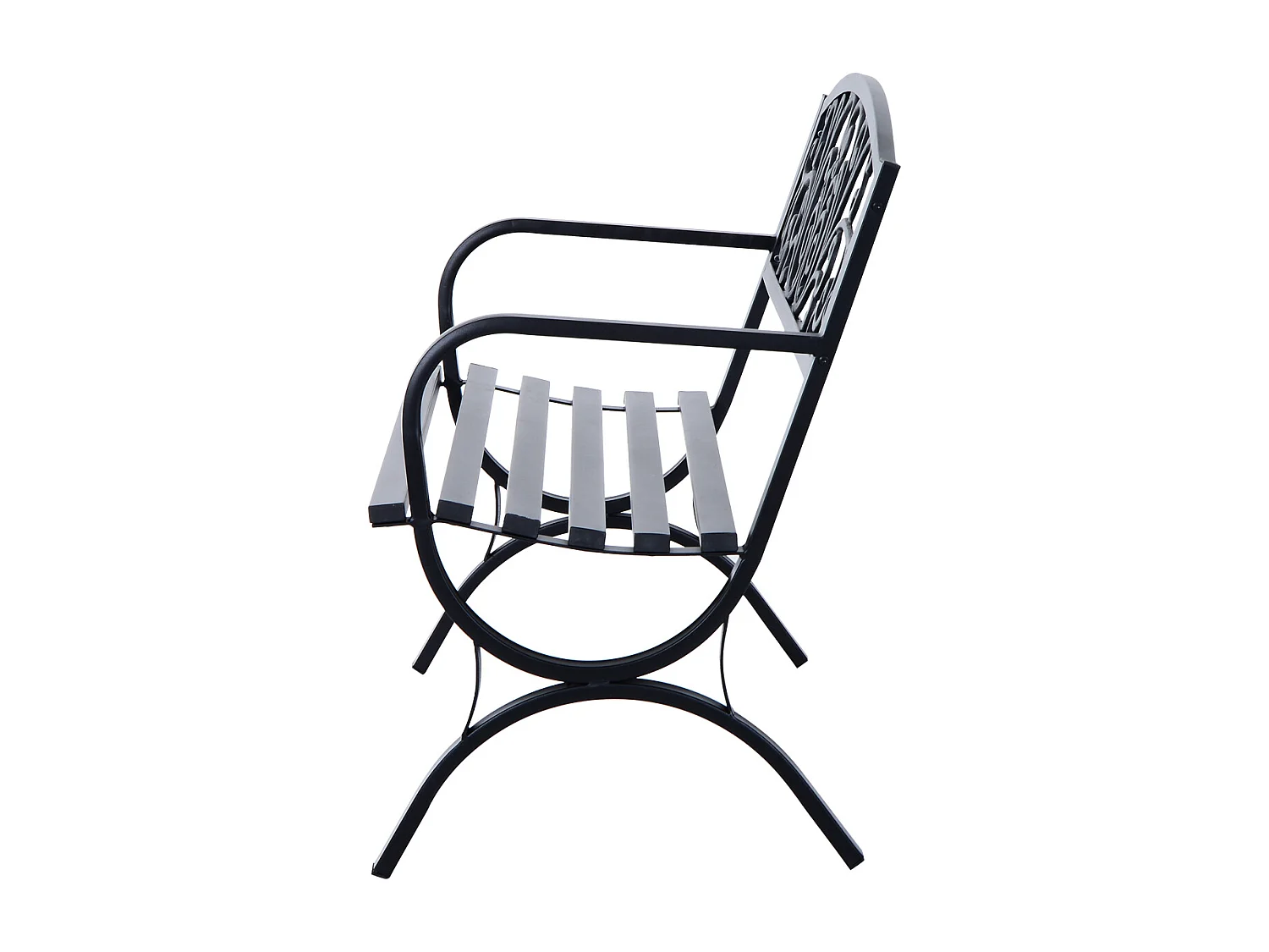 Banc de jardin 3 places dim. 127 x 60 x 85 cm max 250 Kg acier fonte noir