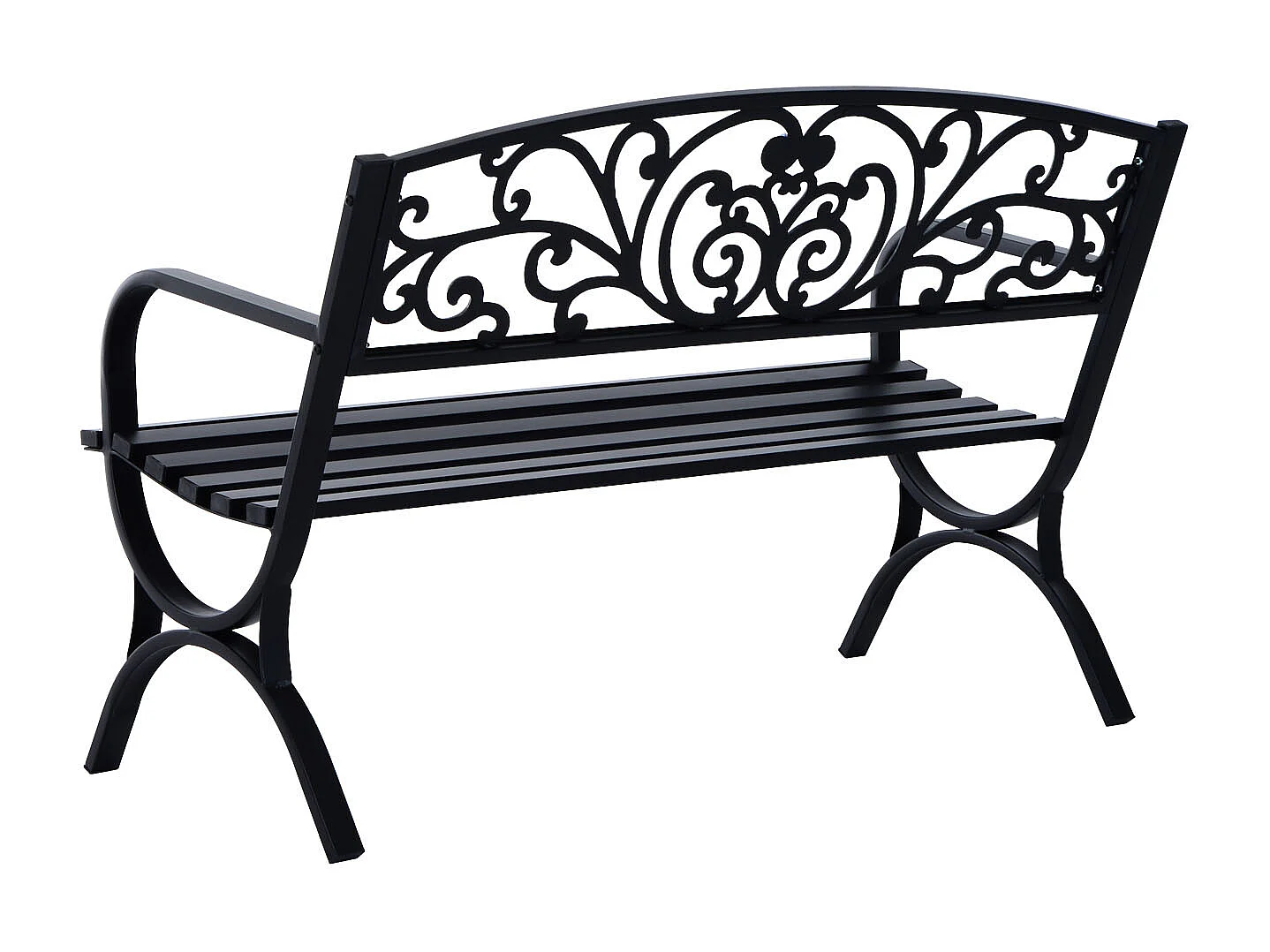 Banc de jardin 3 places dim. 127 x 60 x 85 cm max 250 Kg acier fonte noir