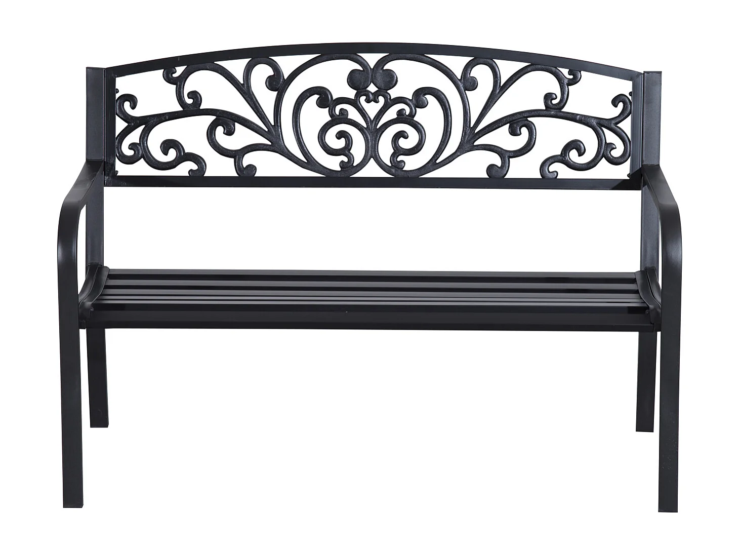 Banc de jardin terrasse en acier fonte noir 3 places 127 x 60 x 87 cm charge max 220 Kg