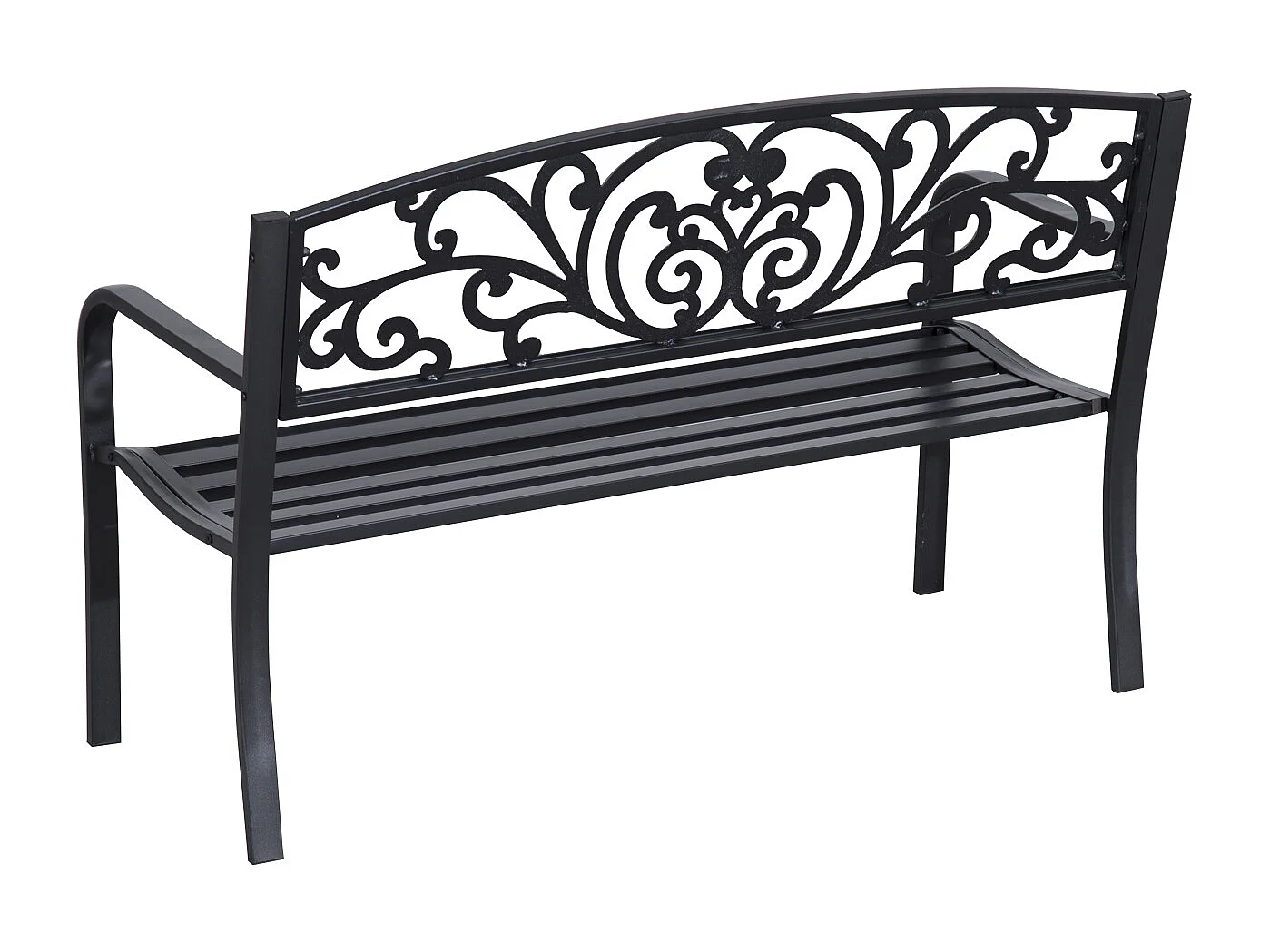 Banc de jardin terrasse en acier fonte noir 3 places 127 x 60 x 87 cm charge max 220 Kg