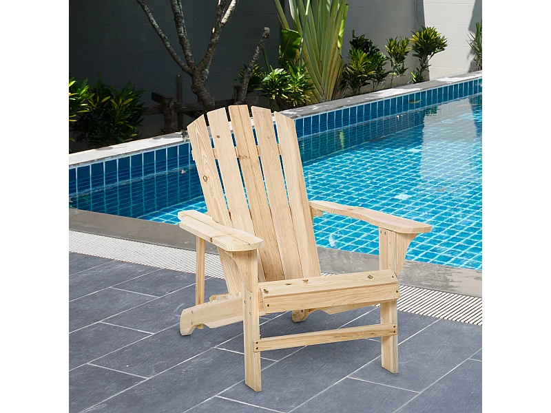 Fauteuil de jardin Adirondack dim. 78L x 89P x 88H cm bois massif sapin naturel