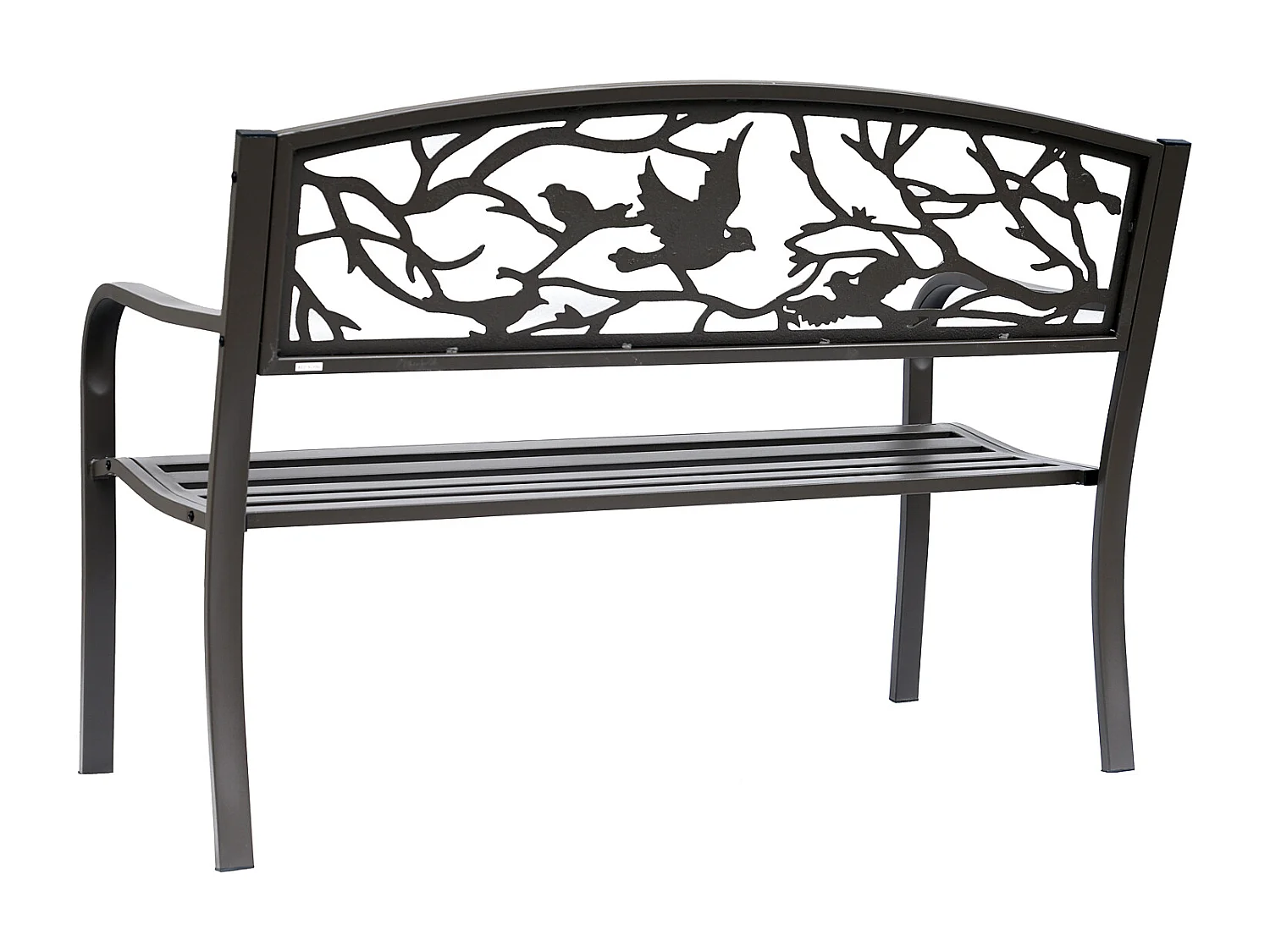 Banc 3 places de jardin terrasse style rural chic 127L x 60l x 85H cm métal époxy anticorrosion brun