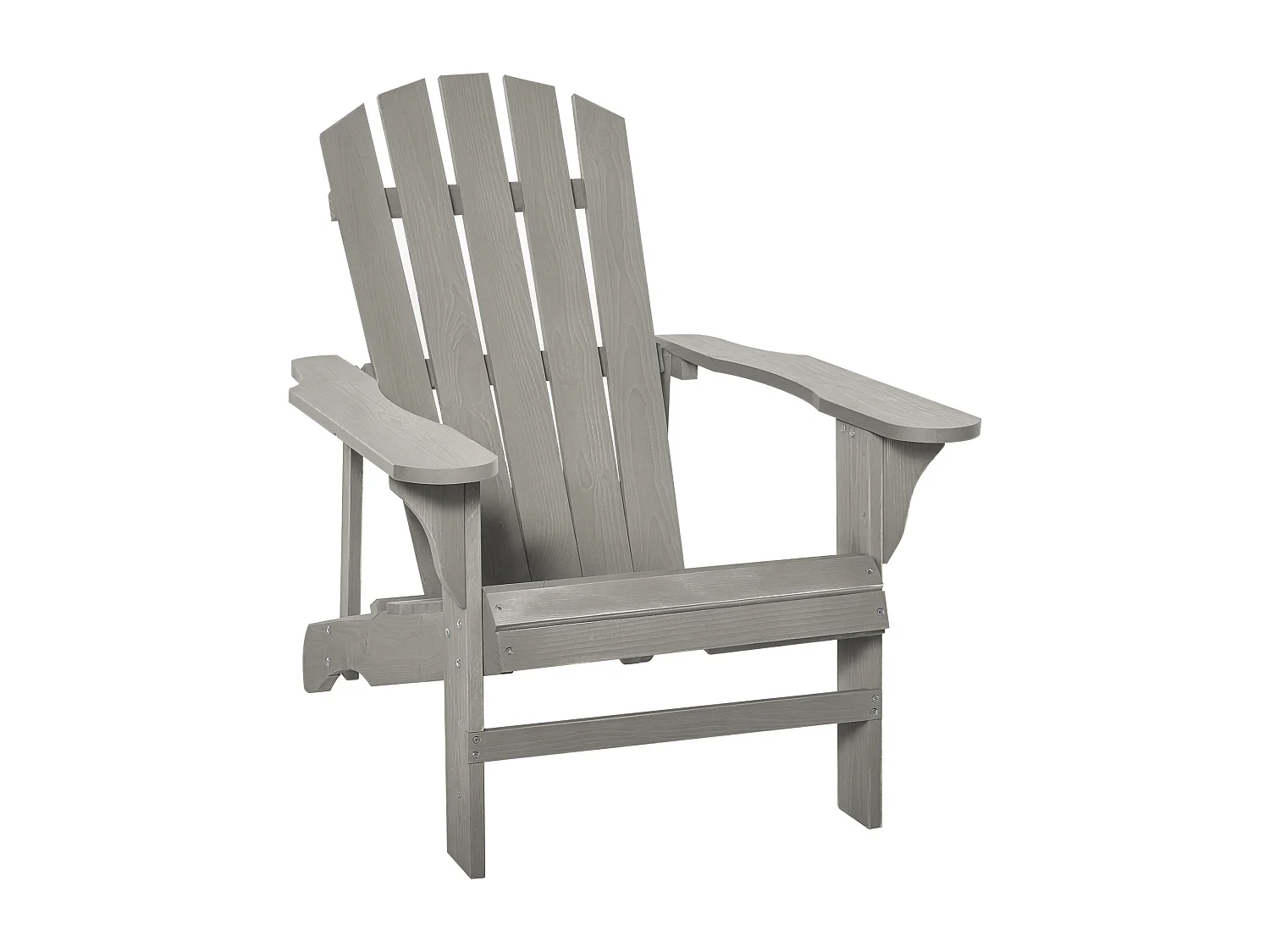 Fauteuil de jardin Adirondack dim. 78L x 89P x 88H cm bois massif sapin gris effet vieilli