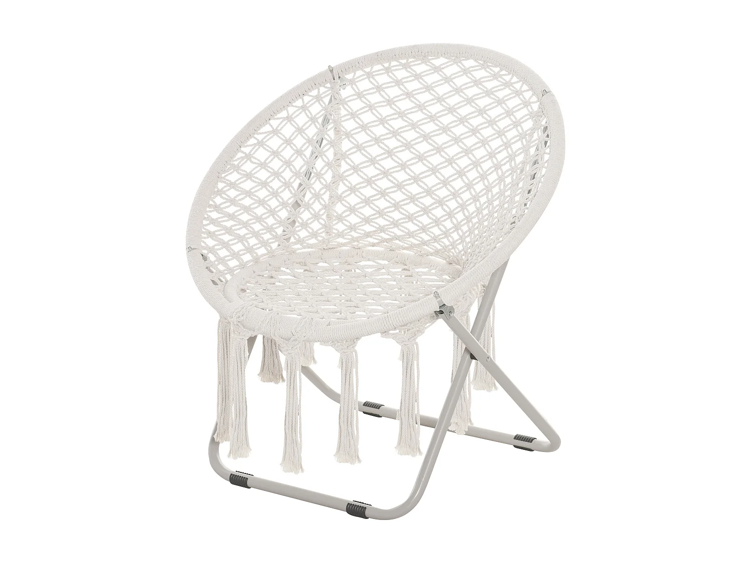 Loveuse fauteuil rond de jardin fauteuil lune papasan pliable grand confort macramé coton polyester beige