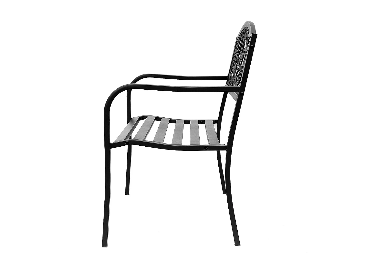Banc 3 places de jardin terrasse style rural chic 127L x 60l x 85H cm métal époxy anticorrosion noir
