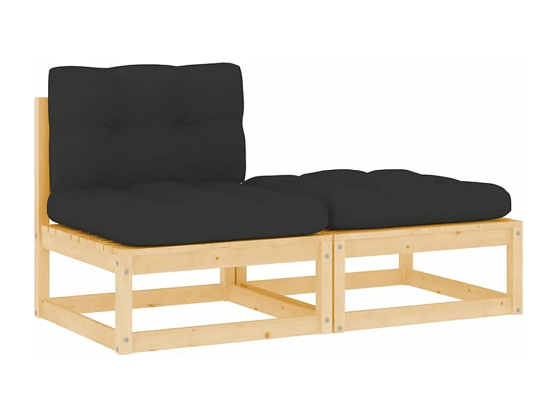2-tlg. Garten-Sitzgruppe | Garten-Lounge-Set mit Kissen Kiefer Massivholz -GKD392170