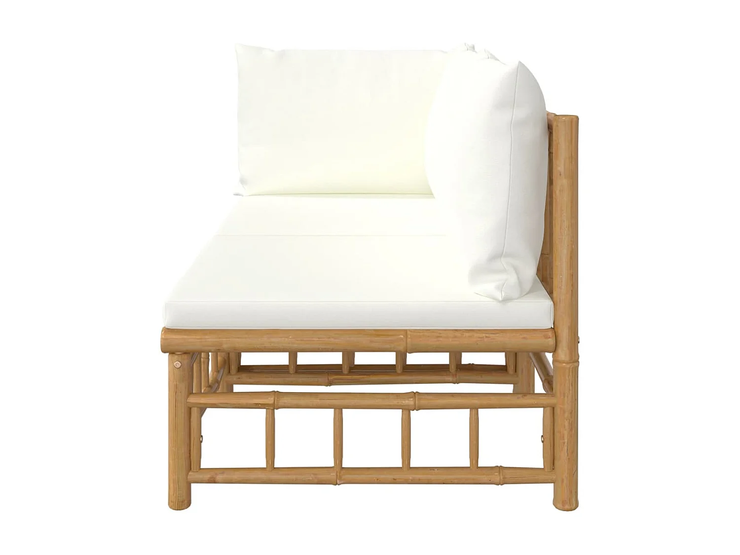 2-tlg. Garten-Sitzgruppe | Garten-Lounge-Set mit Cremeweißen Kissen Bambus -GKD788126