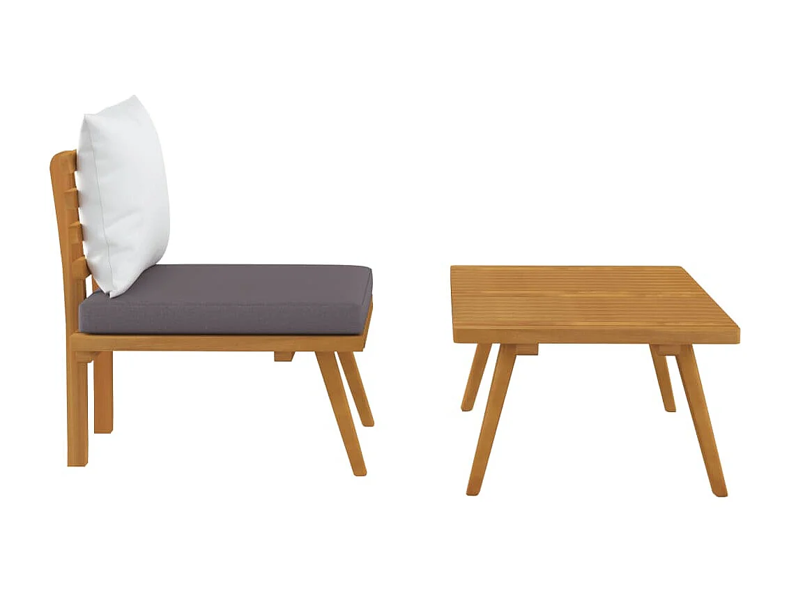 2-tlg. Garten-Sitzgruppe: Sofa + Tisch | Garten-Lounge-Set mit Kissen Massivholz Akazie -GKD510854