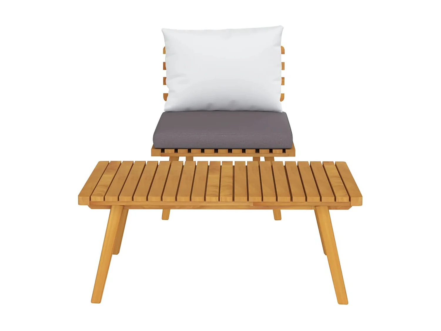 2-tlg. Garten-Sitzgruppe: Sofa + Tisch | Garten-Lounge-Set mit Kissen Massivholz Akazie -GKD510854